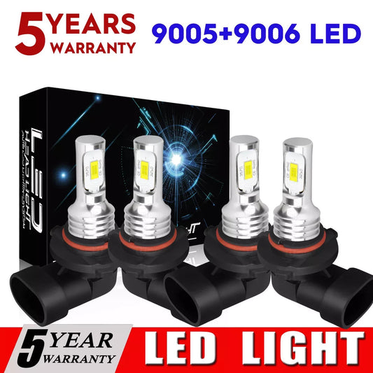 9005 9006 HB3 H10 LED Headlight Bulbs Kit Car Canbus Error Free High-Lo Beam