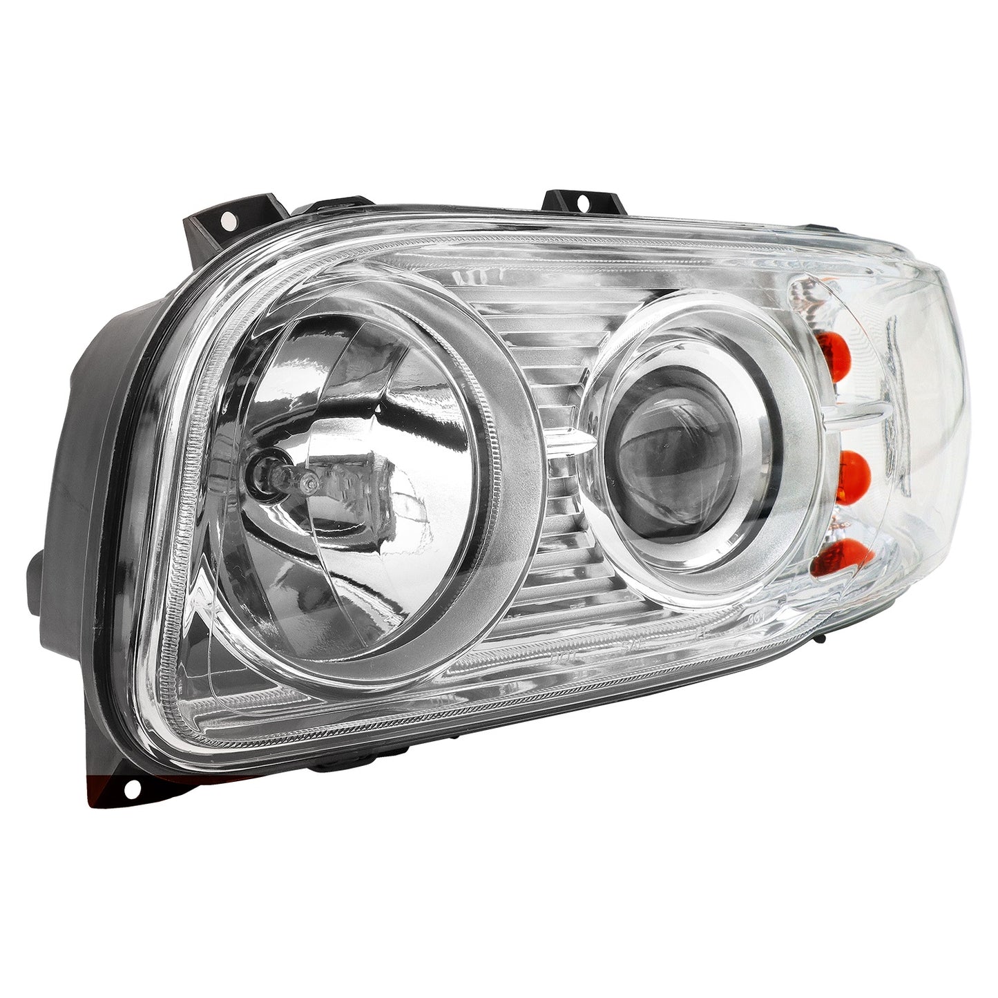 American Peterbilt 388/389 Headlight Assembly Pair (2008-2018) - US Version with Halogen & Integrated LED Light Strip