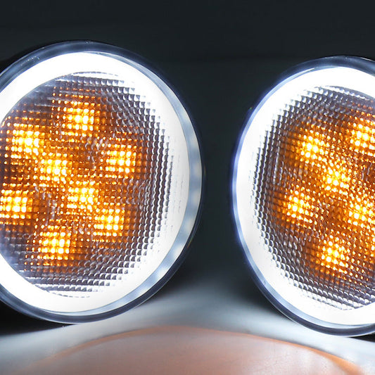JEEP Wrangler Modified LED Car Center Grid Lights Turn Signal Warning Wide Signal Lights