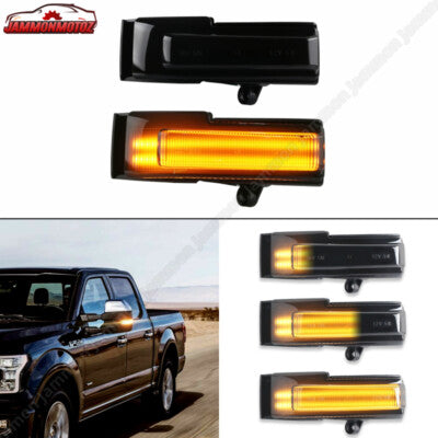 Ford Pickup Mirror Dynamic Turn Signal LED Light F150 Raptor Smoke