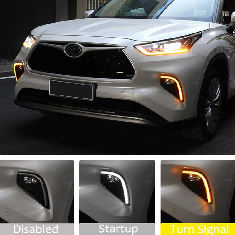 2020-21 Toyota Highlander DRL & Fog Light with Sequential Turn Bi-Color Signal Yellow LED Daytime Running Lights