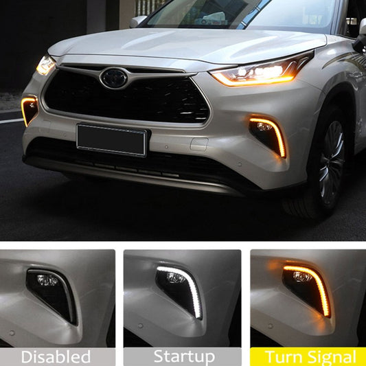 2020-21 Toyota Highlander DRL & Fog Light with Sequential Turn Bi-Color Signal Yellow LED Daytime Running Lights