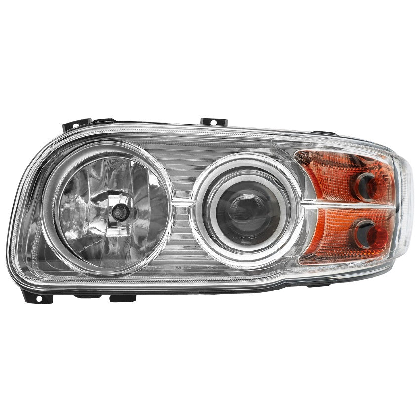American Peterbilt 388/389 Headlight Assembly Pair (2008-2018) - US Version with Halogen & Integrated LED Light Strip
