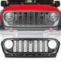 Command the Road: Black Front Mesh Grille for 2018-2024 Jeep Wrangler JL & JT (Rubicon, Sahara, Sport) – With Camera Hole!
