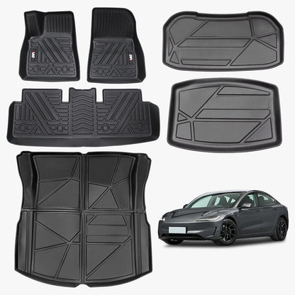 High Quality TPE Floor Mats For Tesla Model Y 2021-2022 Model 3 2023-2025 - Waterproof, Anti-Slip, 6 PCS Set