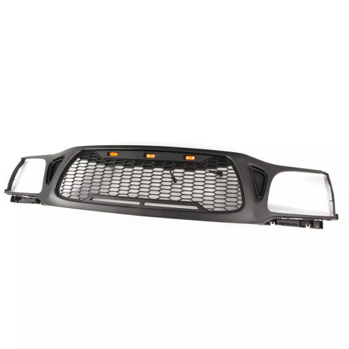 Front Grille Fits For Tacoma 2001 2002 2003 2004 With Amber LED Accent Lights Matte Black
