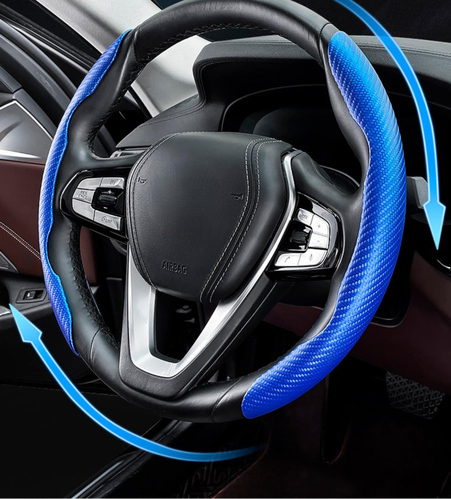 Car Steering Wheel Cover Four-season Unisex Sports Carbon Fiber Pattern Ultra-thin Anti-slip Power-assisted Handlebar Card Cover