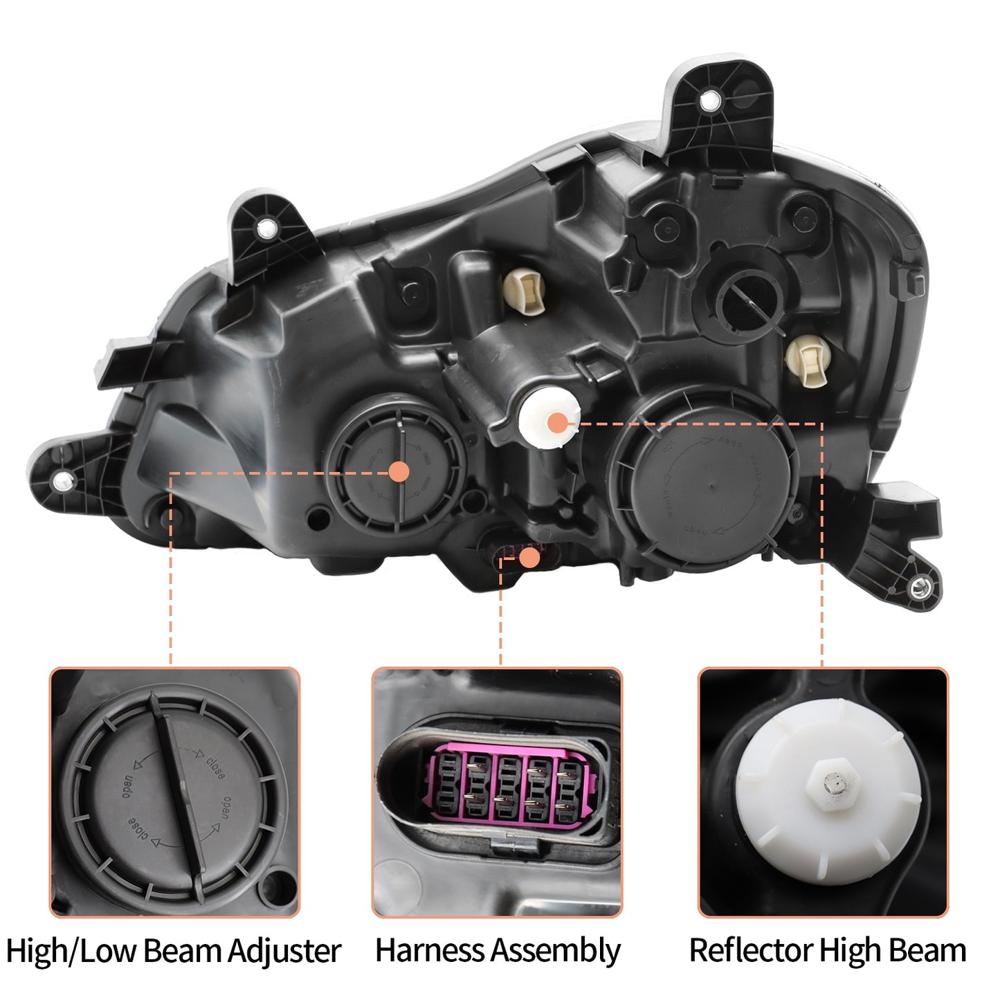 Restore Clarity: 2013-2021 Kenworth T680 Truck American Version Halogen Headlight Assembly with Bulb