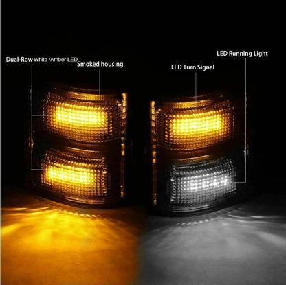 Car Front Mirror Lights 3 Grids Are Always On And Running Water  [ F250 F350 F450 F550 ]