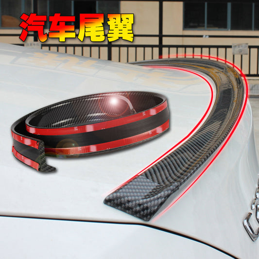 Car Rear Rubber Wing Carbonfiber Pattern, Sedan Digi Rubber, Car Small Rear Wing, Modified Universal Digi Rubber Spoiler Wing