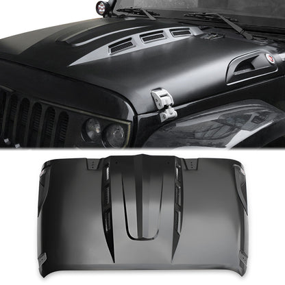 Jeep Wrangler JK/JL (2007-2018) Tactical Vented Steel Hood – Heat Management & Primer Ready