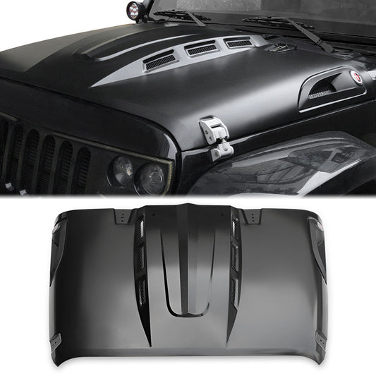 Jeep Wrangler JK/JL (2007-2018) Tactical Vented Steel Hood – Heat Management & Primer Ready