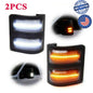 Car Front Mirror Lights 3 Grids Are Always On And Running Water  [ F250 F350 F450 F550 ]
