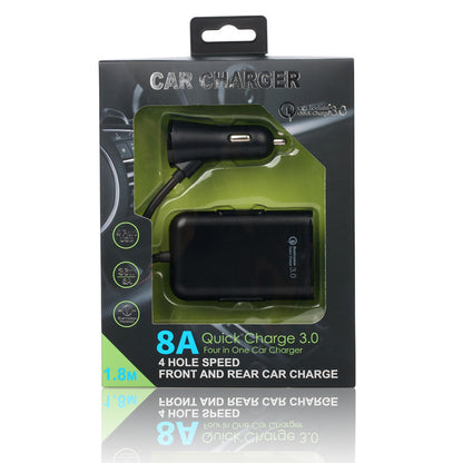 QC3.0 Car Charger 4 Port USB Mobile Phone Charger Car Front And Rear USB Car Charger One Drag 4 Fast Charge