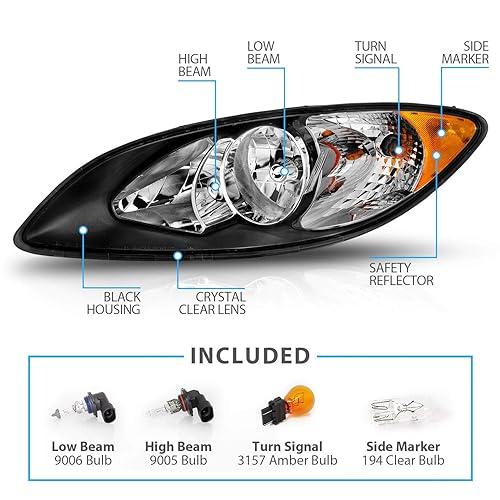 Torque Headlight Assembly Pair for 2008-2016 International Prostar – DOT/SAE Approved, All Bulbs Included (Driver & Passenger Side)