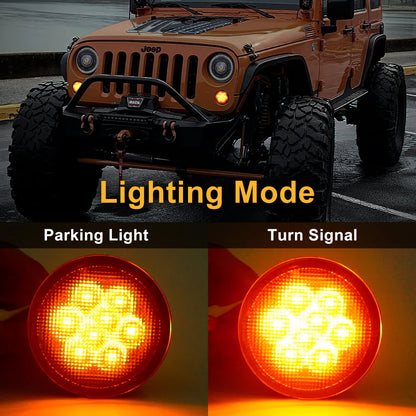 JEEP Wrangler Modified LED Car Center Grid Lights Turn Signal Warning Wide Signal Lights