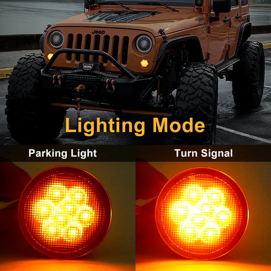 JEEP Wrangler Modified LED Car Center Grid Lights Turn Signal Warning Wide Signal Lights