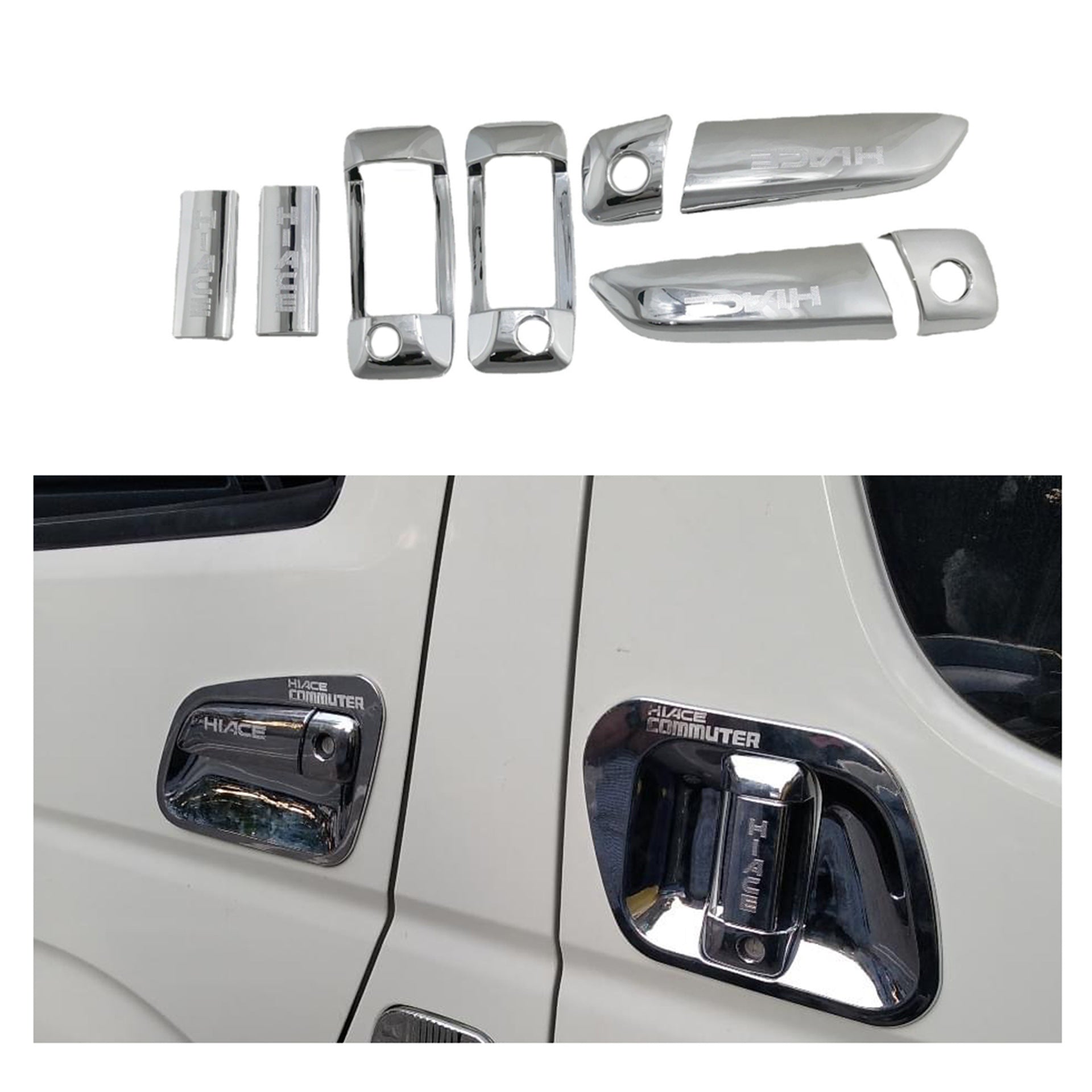 Toyota 06-19 Hiace 200 Series Handle, Electroplated Door Handle Covers, Abs Material Handle Chrome