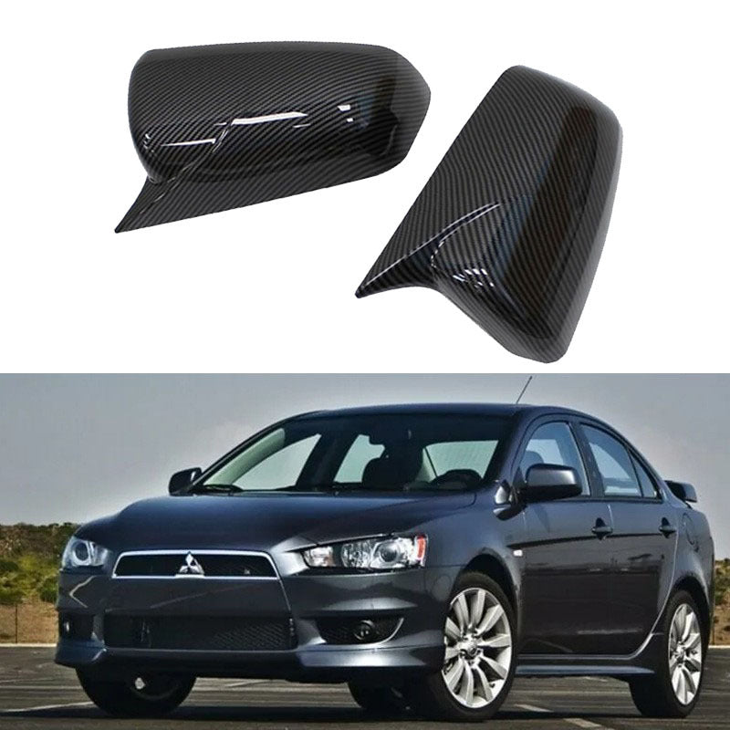 2008-16 Mitsubishi Lancer X Ex Evo Batman Style Mirror Covers Carbon Fiber