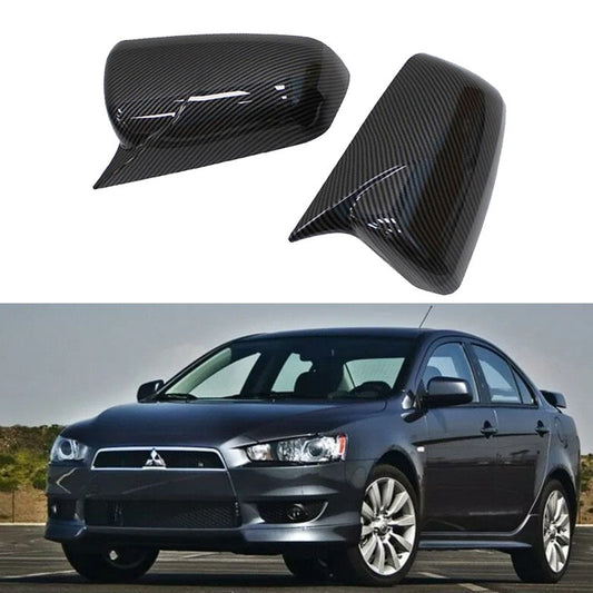 2008-16 Mitsubishi Lancer X Ex Evo Batman Style Mirror Covers Carbon Fiber
