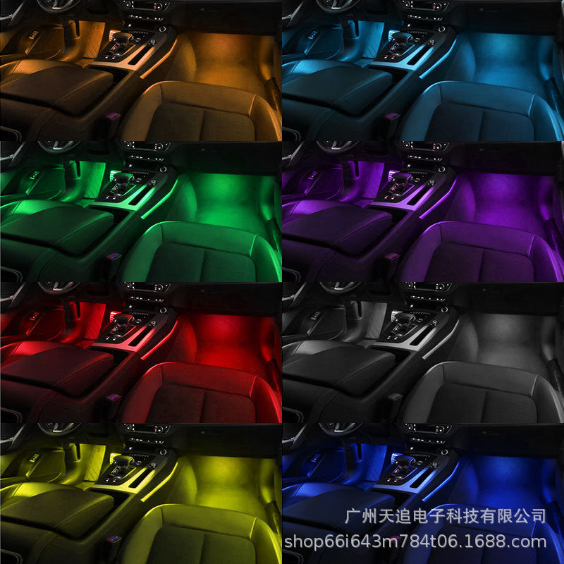 Tianzhui Car Foot Atmosphere Light Refitting Car APP Cross-border Explosions Car Mobile Phone Bluetooth Atmosphere Light LED Light