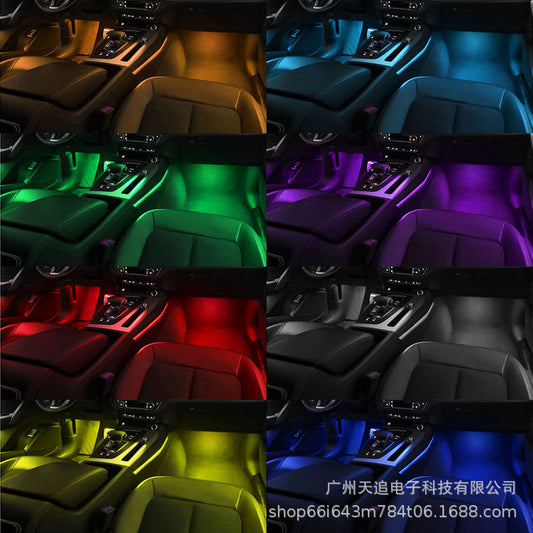 Tianzhui Car Foot Atmosphere Light Refitting Car APP Cross-border Explosions Car Mobile Phone Bluetooth Atmosphere Light LED Light