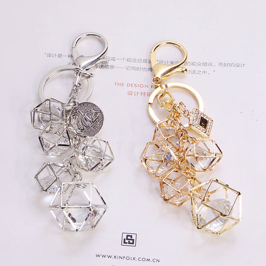 Crystal Car Key Chain Rhinestone Diamond Pendant Creative I Type I Create Metal Gold Rhinestone Key Chain