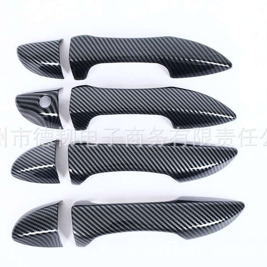 Toyota Corolla 2014-26 Carbon Fiber Handle Covers Altis Door Handle Decoration Cover Chrome, Carbon Patren and Glossy Black