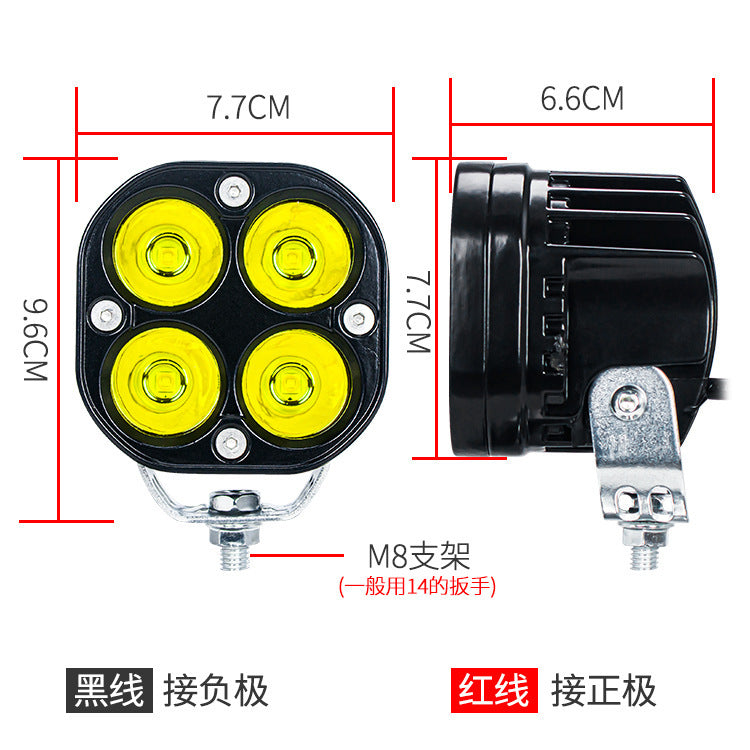 High-Brightness Four-Eye Clover Led Electric Vehicle Headlight 3inch Square Off-Road Vehicle Waterproof Modified Spotlight 4X4 Headlight