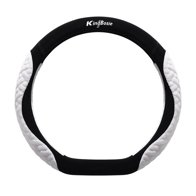 Winter New Teddy Velvet Steering Wheel Cover Short Plush Car Handle Cover Unisex Winter Warm D-shaped Round