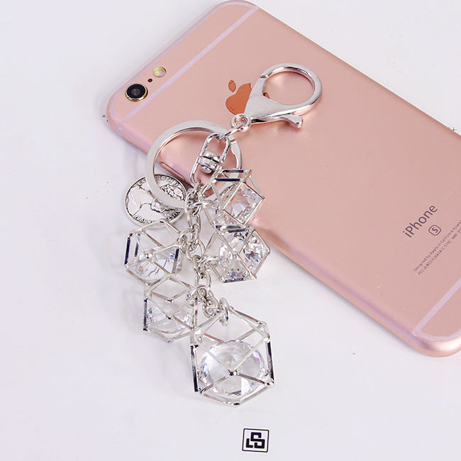 Crystal Car Key Chain Rhinestone Diamond Pendant Creative I Type I Create Metal Gold Rhinestone Key Chain