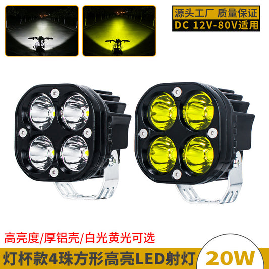 High-Brightness Four-Eye Clover Led Electric Vehicle Headlight 3inch Square Off-Road Vehicle Waterproof Modified Spotlight 4X4 Headlight