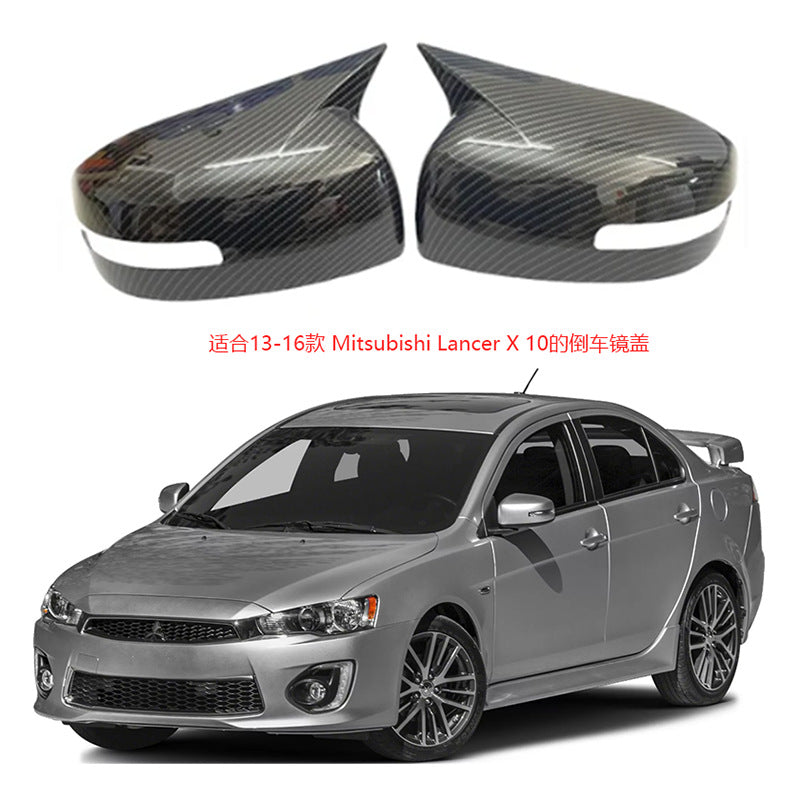 2008-16 Mitsubishi Lancer X Ex Evo Batman Style Mirror Covers Carbon Fiber