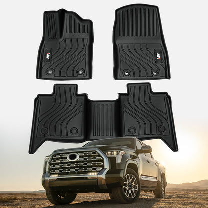 All-Weather TPE Front And Rear Row Floor Liners Floor Mats Fit For Toyota Tundra CrewMax Cab 2022-2025, Custom Fit Tundra Car Mats 20484