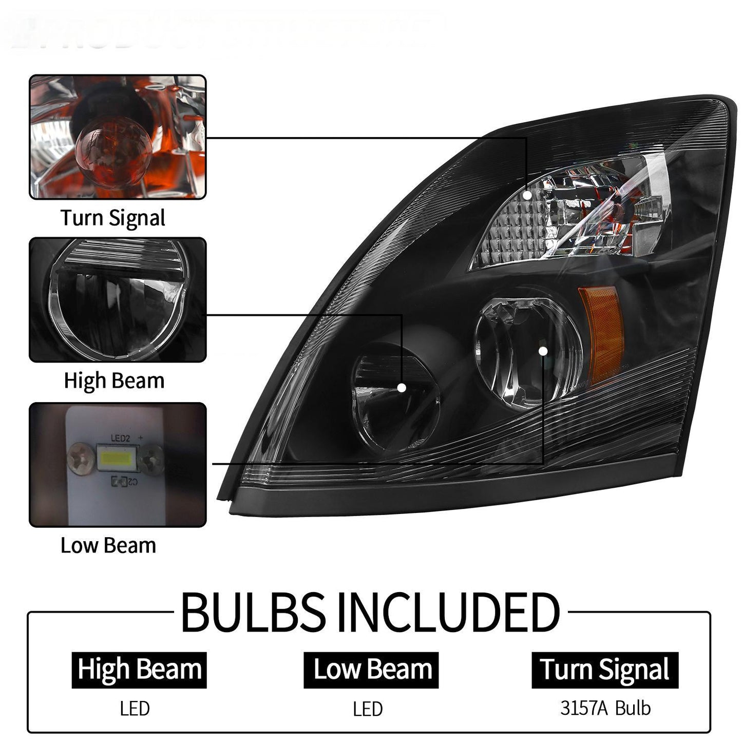 2004-2014, VOLVO TRUCK VNLL Headlamp LED