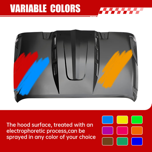 Jeep Wrangler JK/JL (2007-2018) Tactical Vented Steel Hood – Heat Management & Primer Ready