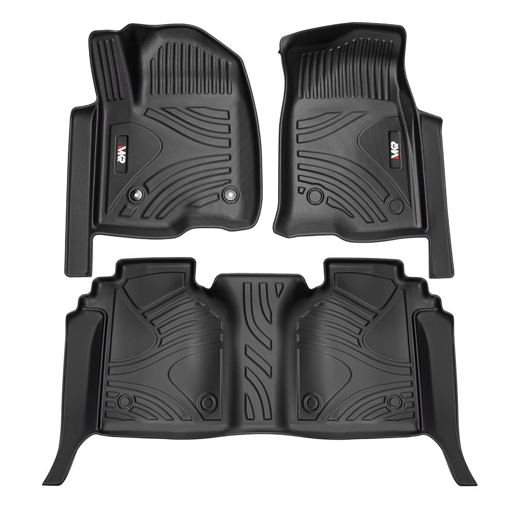 MKR Floor Mats For Chevy Silverado GMC Sierra 1500 2019-2025, 2020-2025 SLV SRA 2500 3500 HD Crew Cab With Rear Under-Seat Storage