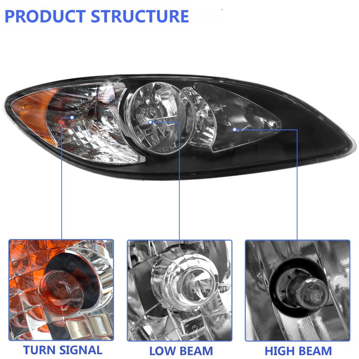 Torque Headlight Assembly Pair for 2008-2016 International Prostar – DOT/SAE Approved, All Bulbs Included (Driver & Passenger Side)
