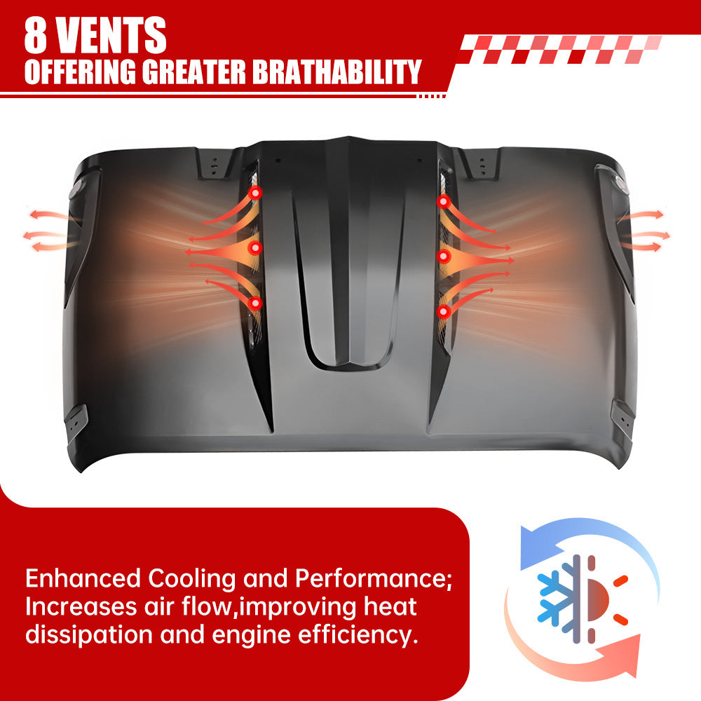 Jeep Wrangler JK/JL (2007-2018) Tactical Vented Steel Hood – Heat Management & Primer Ready