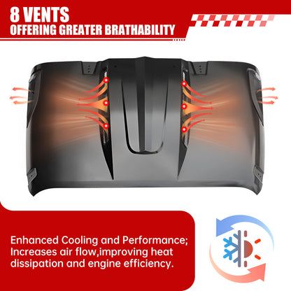 Jeep Wrangler JK/JL (2007-2018) Tactical Vented Steel Hood – Heat Management & Primer Ready