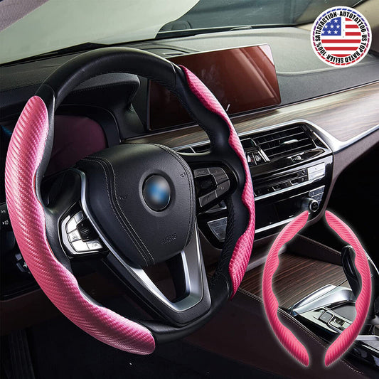 Car Steering Wheel Cover Four-season Unisex Sports Carbon Fiber Pattern Ultra-thin Anti-slip Power-assisted Handlebar Card Cover