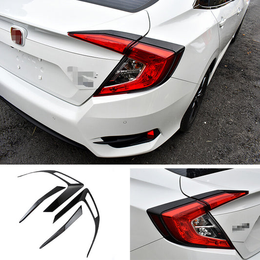 10th Gen Honda Civic (Civic X) Carbon Fiber Tail Light Covers – Rear Lamp Decorative Frame & Exterior Modification Trim